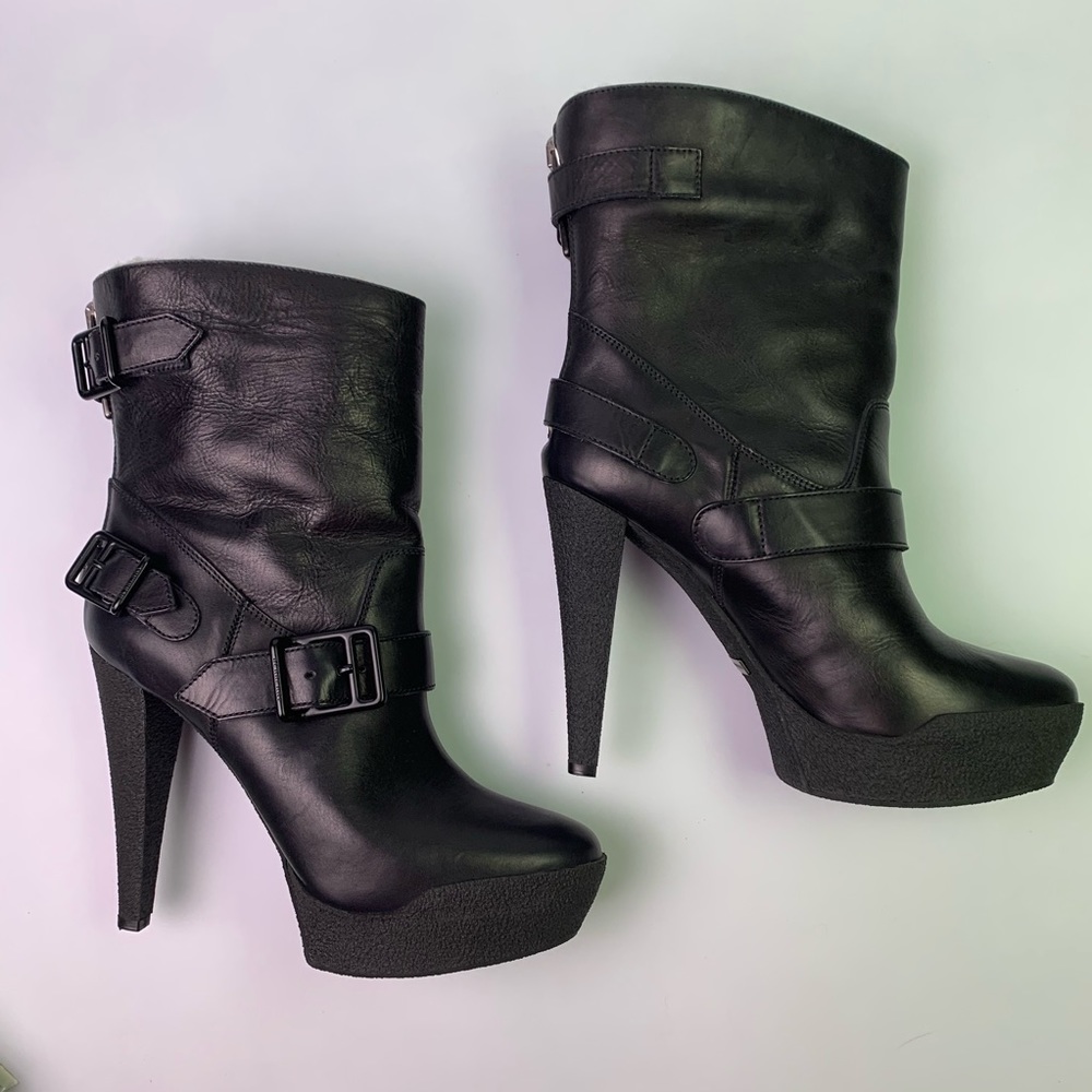 ⭕️SOLD⭕️ BURBERRY Aviator Shearling Wedge Boots - Picture 3 of 8